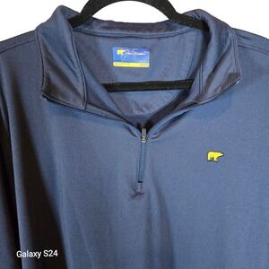 Jack Nicklaus Mens‎ XL Golf Performance 1/4 Zip Long Sleeve Polo Shirt Navy Bear